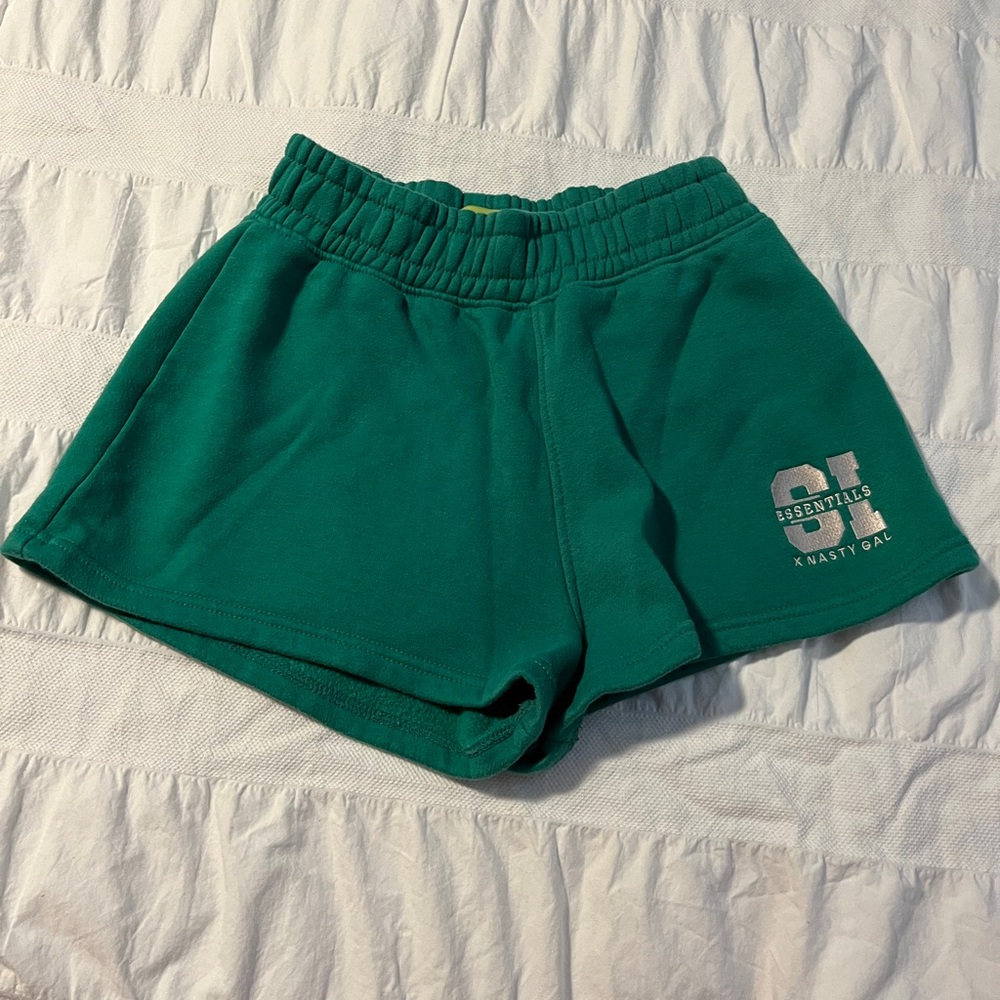 nasty gal x sports illustrated green sweat shorts